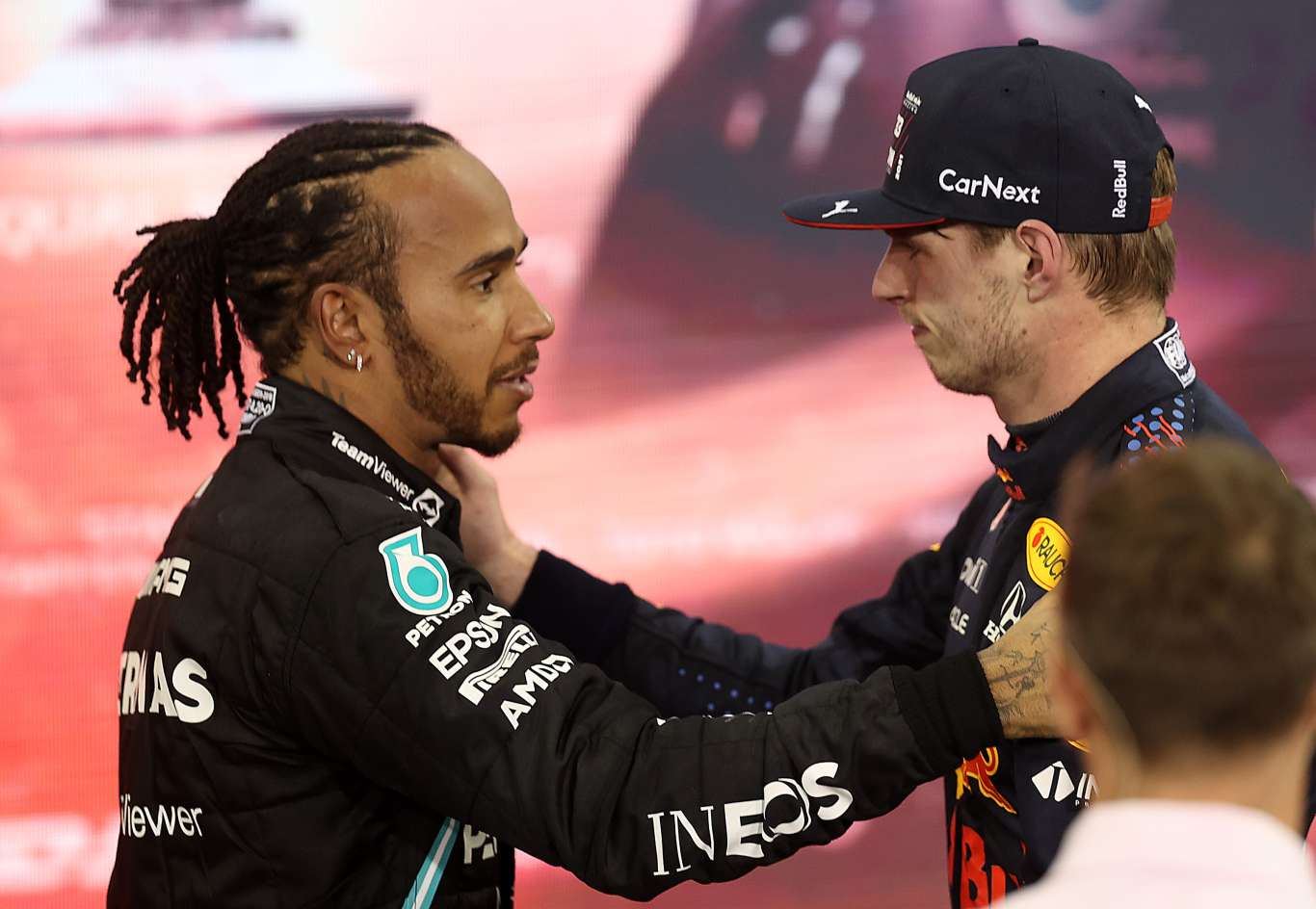 Max Verstappen Red Bull met Lewis Hamilton